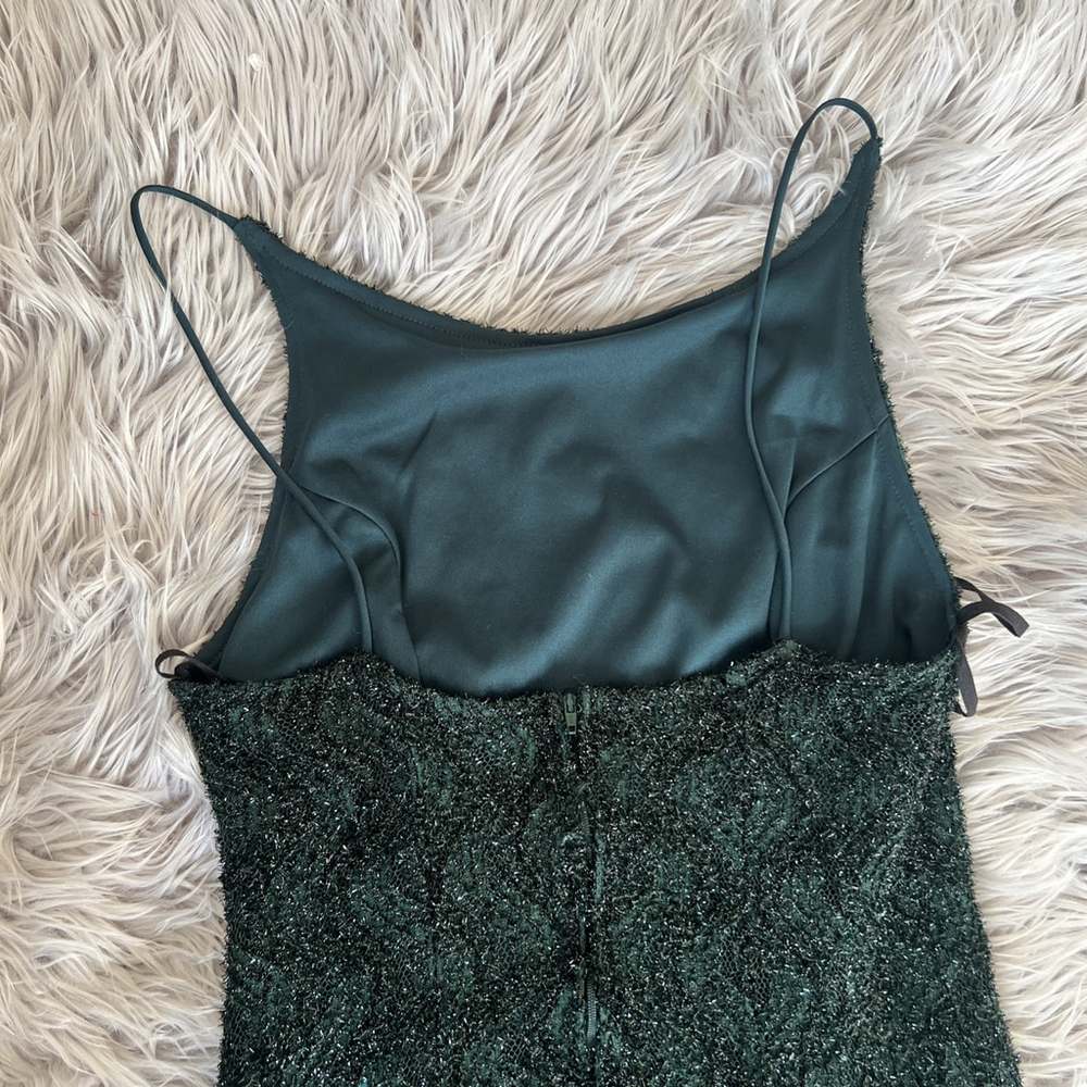 Vintage Green Lands Green Glitter Dress, Size M - Picture 8 of 10